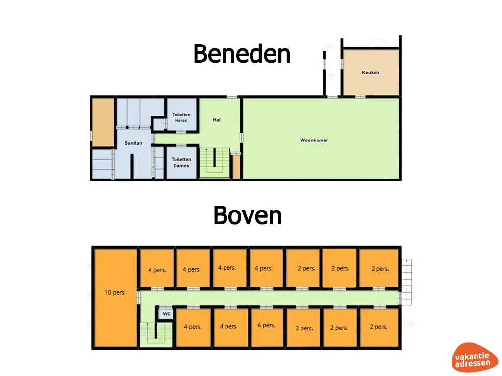 Vakantiehuis in Appelscha (Friesland) voor 50 personen met 14 slaapkamers.