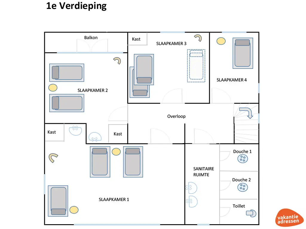 Vakantiehuis in Ubbergen (Gelderland) voor 9 personen met 4 slaapkamers.