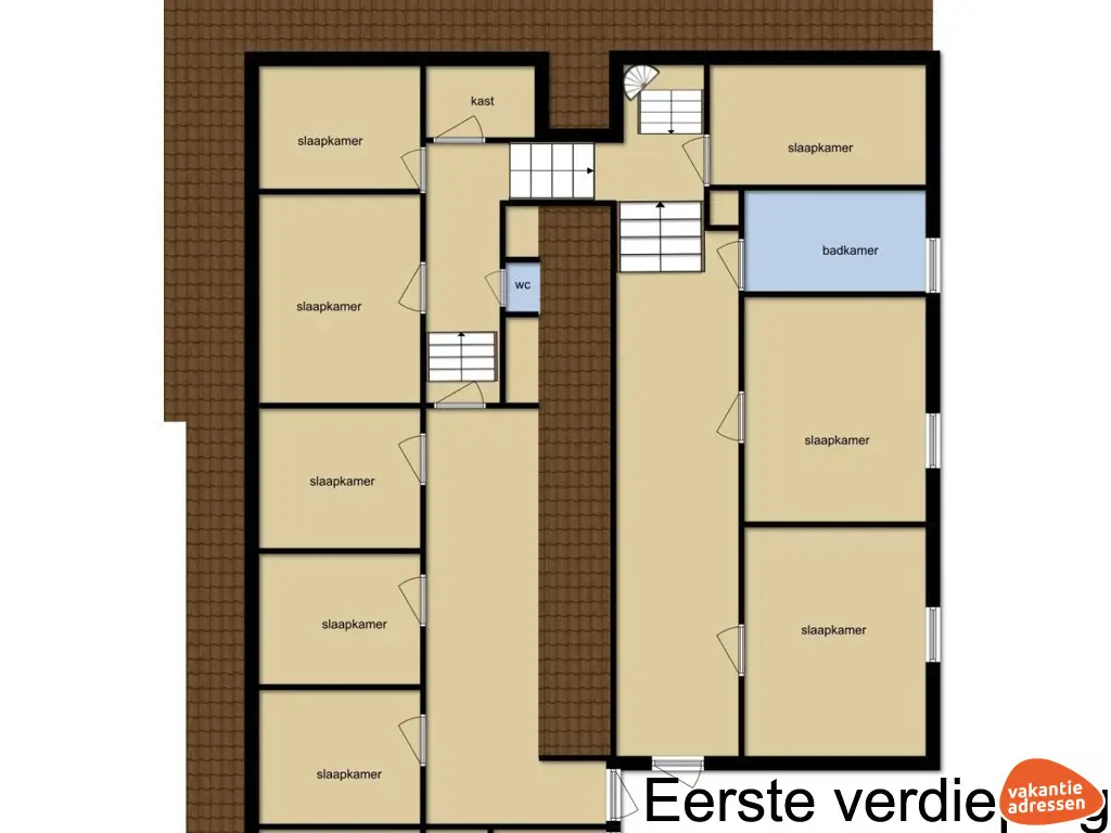 Vakantiehuis in Hooghalen (Drenthe) voor 18 personen met 9 slaapkamers.