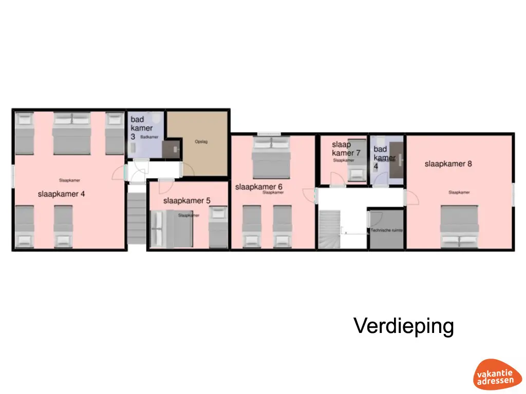 Vakantiehuis in Kalmthout (Antwerpen) voor 28 personen met 8 slaapkamers.