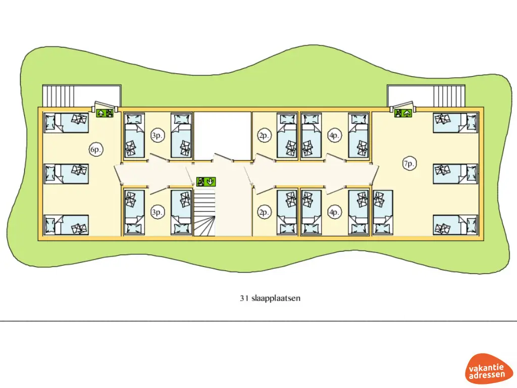 Vakantiehuis in Kollumerpomp (Friesland) voor 15 personen met 8 slaapkamers.